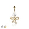 316L SURGICAL STEEL MULTI CZ RIBBON DANGLE BELLY BUTTON NAVEL RING 